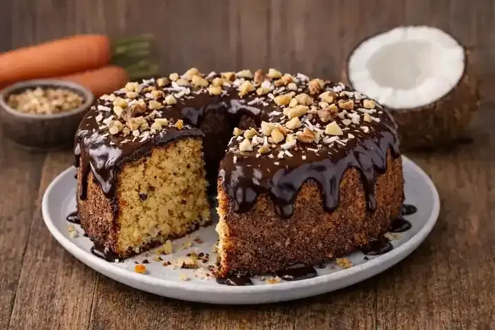 Bolo de Cenoura com Laranja, Canela e Cobertura Cremosa de Chocolate
